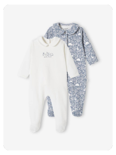 2er-Pack Baby Strampler, Bio-Baumwolle - jeansblau